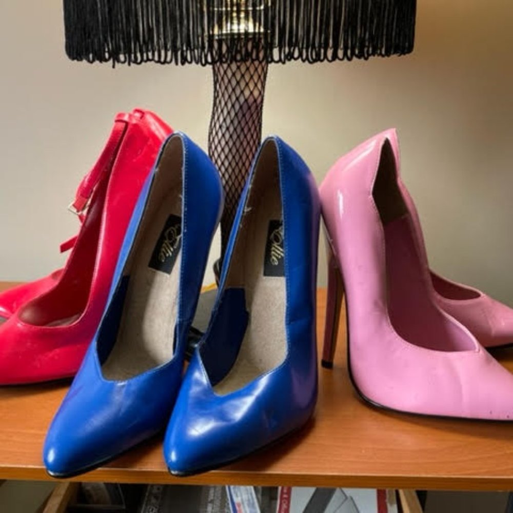 Lot of 3 PAIRS 6" Heel Fetish Pumps Adult Shoes Heels, Ellie & Jante Y2K